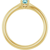 Round Blue Zircon Youth Ring in Yellow Gold