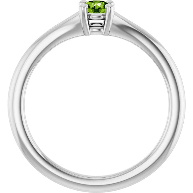 Round Peridot Youth Ring in White Gold