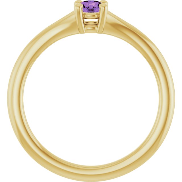 Round Amethyst Youth Ring in Yellow Gold