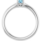 Round Aquamarine Youth Ring in White Gold