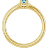 Round Aquamarine Youth Ring in Yellow Gold