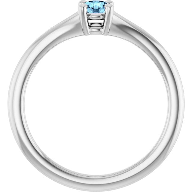 Round Aquamarine Youth Ring in Platinum
