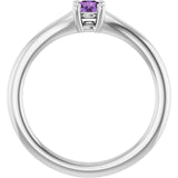 Round Amethyst Youth Ring in Platinum