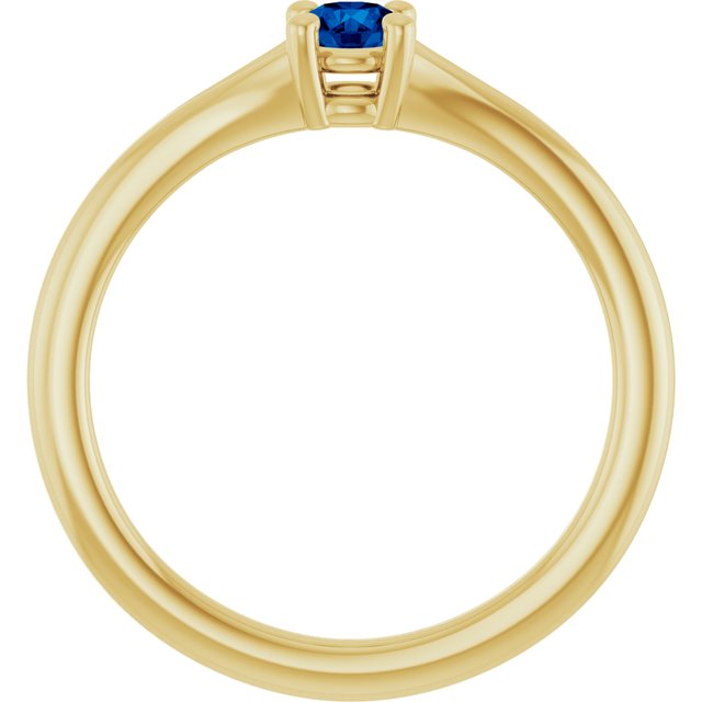 Round Blue Sapphire Youth Ring in Yellow Gold