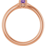 Round Amethyst Youth Ring in Rose Gold