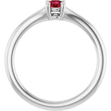 Round Lab-Grown Ruby Youth Ring in Gold and Platinum
