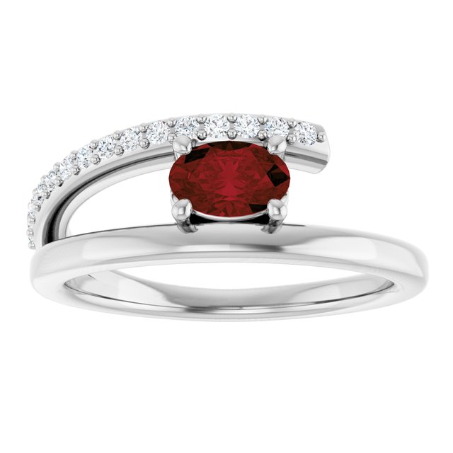 Oval Mozambique Garnet & Diamond Accented Ring in Gold and Platinum