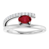 Oval Lab-Grown Ruby & Diamond Accented Ring in Gold and Platinum
