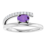 Oval Amethyst & Diamond Accented Ring in Gold and Platinum