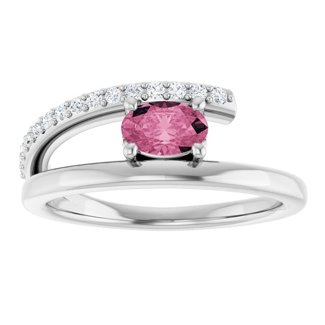 Oval Pink Tourmaline & Diamond Accented Ring in Gold and Platinum