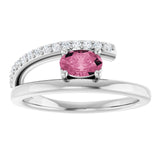 Oval Pink Tourmaline & Diamond Accented Ring in Gold and Platinum