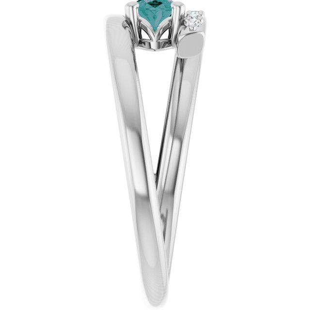 Oval Lab-Grown Alexandrite & Diamond Ring in Gold and Platinum