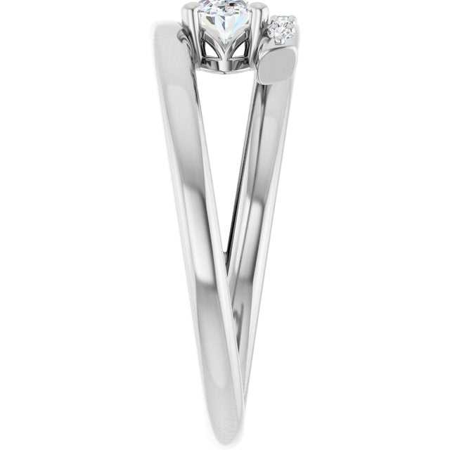 Oval White Sapphire & Diamond Accented Ring in Gold and Platinum