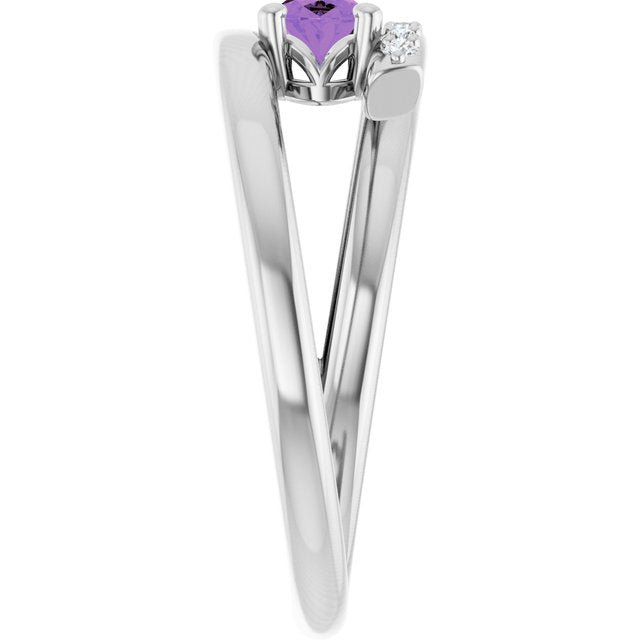 Oval Amethyst & Diamond Accented Ring in Gold and Platinum