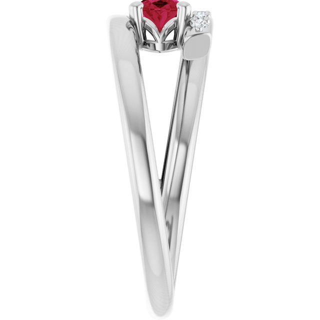 Oval Ruby Accented Ring with Diamond Accents in Gold and Platinum
