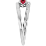 Oval Ruby Accented Ring with Diamond Accents in Gold and Platinum