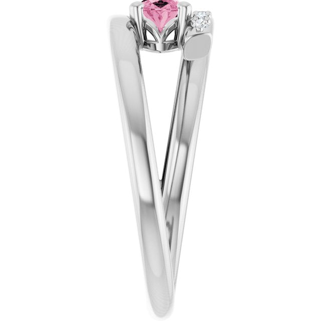 Oval Pink Tourmaline & Diamond Accented Ring in Gold and Platinum