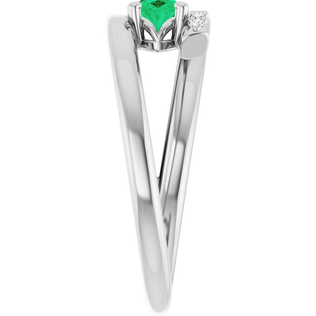 Oval Emerald & Diamond Accented Ring in Gold and Platinum