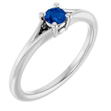 Round Blue Sapphire Youth Ring in Platinum
