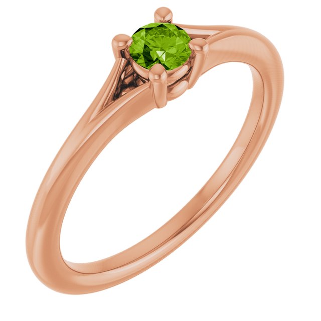 Round Peridot Youth Ring in Rose Gold