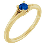 Round Blue Sapphire Youth Ring in Yellow Gold