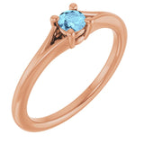 Round Aquamarine Youth Ring in Rose Gold