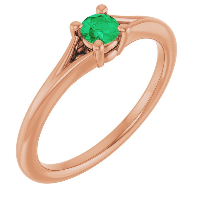 Round Emerald Youth Ring in Rose Gold