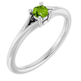 Round Peridot Youth Ring in Platinum