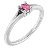Round Pink Tourmaline Youth Ring in White Gold