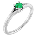 Round Emerald Youth Ring in Platinum