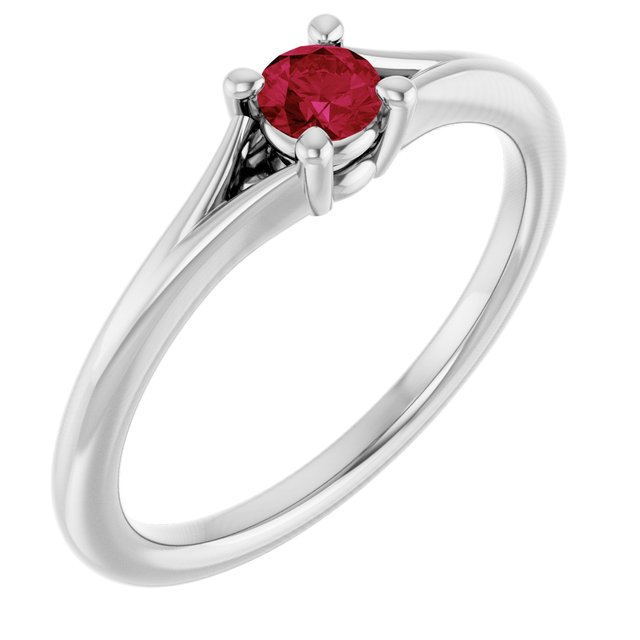 Round Lab-Grown Ruby Youth Ring in Gold and Platinum