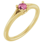 Round Pink Tourmaline Youth Ring in Yellow Gold