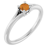 Round Citrine Youth Ring in White Gold