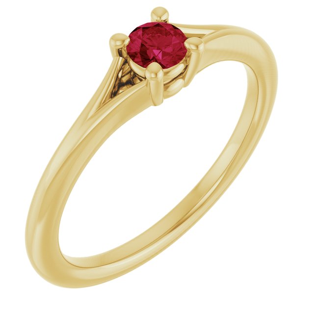Round Ruby Youth Ring in Yellow Gold
