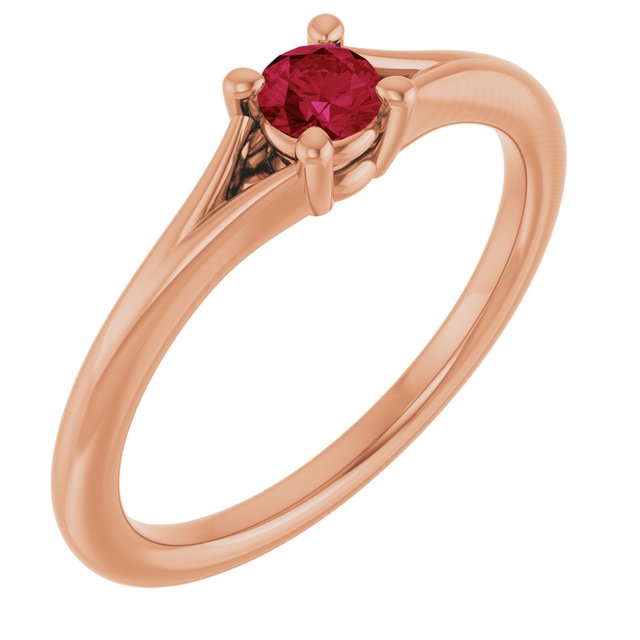 Round Ruby Youth Ring in Rose Gold