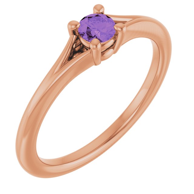 Round Amethyst Youth Ring in Rose Gold