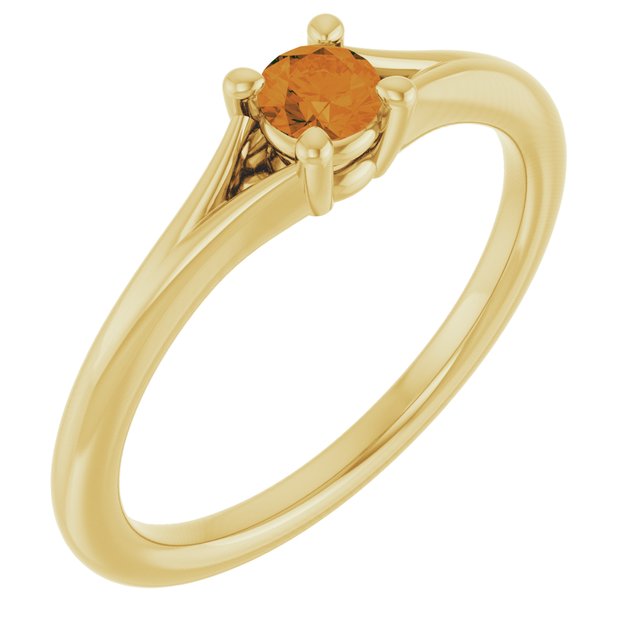 Round Citrine Youth Ring in Yellow Gold