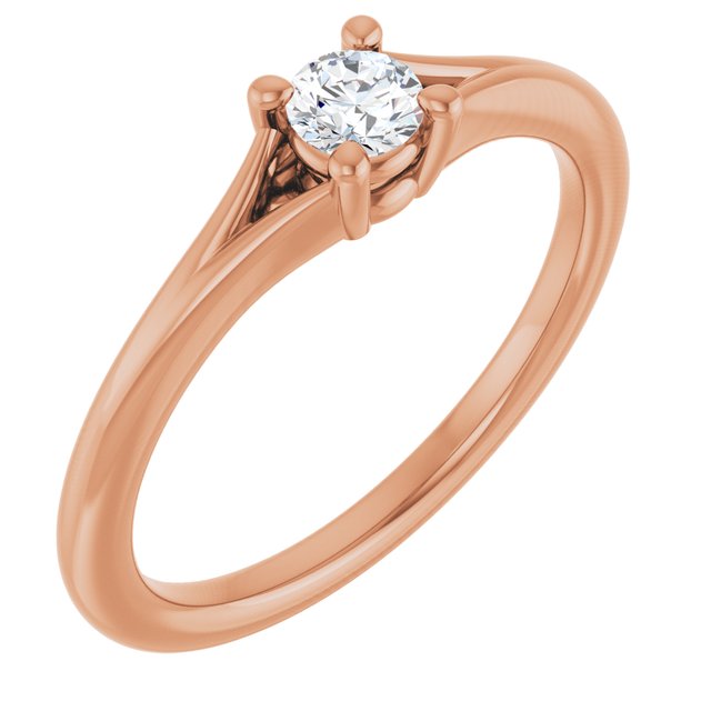 Round White Sapphire Youth Ring in Rose Gold