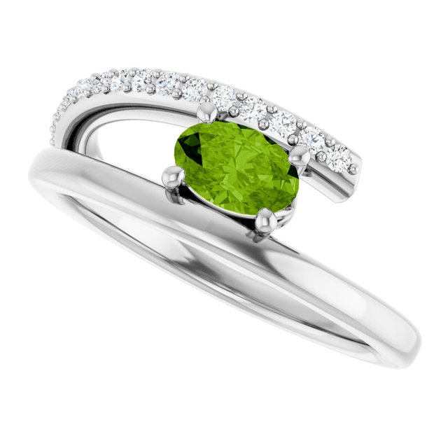 Oval Peridot & Diamond Accented Ring in Gold and Platinum