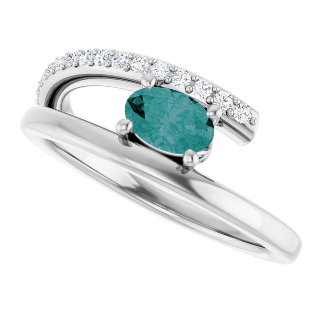Oval Lab-Grown Alexandrite & Diamond Ring in Gold and Platinum