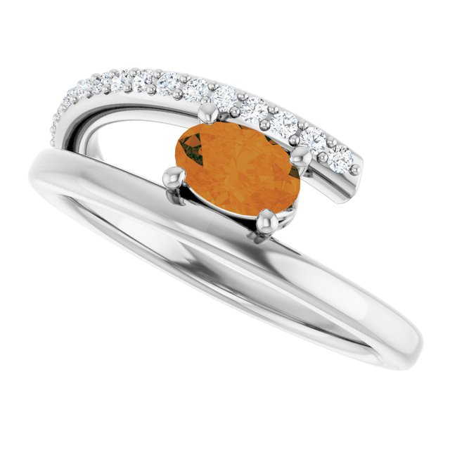 Oval Citrine & Diamond Accented Ring in Gold and Platinum