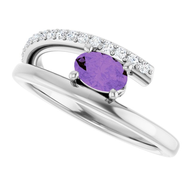 Oval Amethyst & Diamond Accented Ring in Gold and Platinum