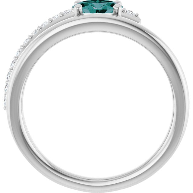 Oval Lab-Grown Alexandrite & Diamond Ring in Gold and Platinum