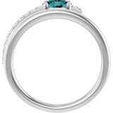 Oval Lab-Grown Alexandrite & Diamond Ring in Gold and Platinum