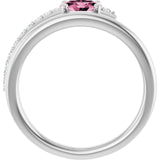 Oval Pink Tourmaline & Diamond Accented Ring in Gold and Platinum