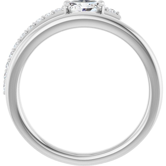 Oval White Sapphire & Diamond Accented Ring in Gold and Platinum