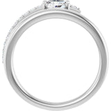 Oval White Sapphire & Diamond Accented Ring in Gold and Platinum