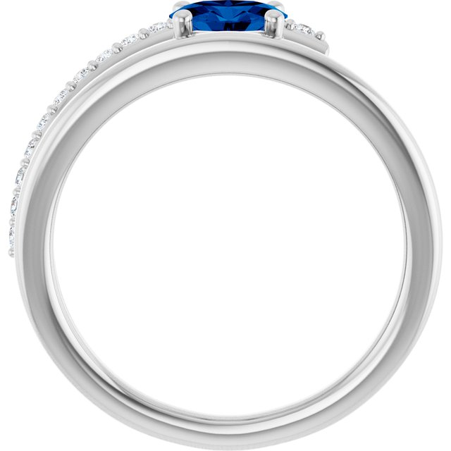 Oval Blue Sapphire & Diamond Accented Ring in Gold and Platinum