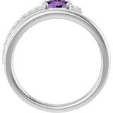 Oval Amethyst & Diamond Accented Ring in Gold and Platinum