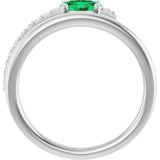 Oval Emerald & Diamond Accented Ring in Gold and Platinum